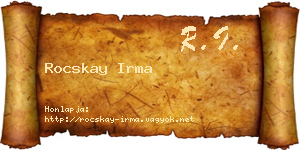 Rocskay Irma névjegykártya